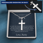 Personalized Cross Necklace for Bonus Son | Custom Engraved Step Son Gift | Meaningful Christian Jewelry & Family Milestone Present