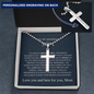 Personalized Cross Necklace for Son | Custom Engraved Son Gift from Mom | Christian Jewelry, First Communion & Confirmation Gift