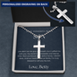 Personalized Cross Necklace for Bonus Son | Custom Engraved Step Son Gift | Meaningful Christian Jewelry & Family Milestone Present