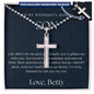 Personalized Cross Necklace for Bonus Son | Custom Engraved Step Son Gift | Meaningful Christian Jewelry & Family Milestone Present