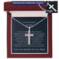 Personalized Cross Necklace for Son | Custom Engraved Son Gift from Mom | Christian Jewelry, First Communion & Confirmation Gift
