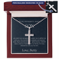 Personalized Cross Necklace for Bonus Son | Custom Engraved Step Son Gift | Meaningful Christian Jewelry & Family Milestone Present