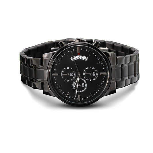 To My Son Black Chronograph Watch, Birthday Gift For Him, Meaningful Gift, Mom To Son Gift