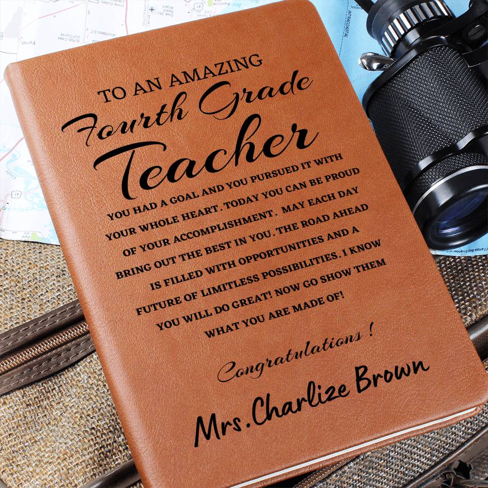 To A New Fourth Grade Teacher Journal, Custom Leather Journal, Fourth Grade Teacher Graduation Gift, Personalized Name Journal, New Fourth Grade Teacher Appreciation Gift, New Job Gift