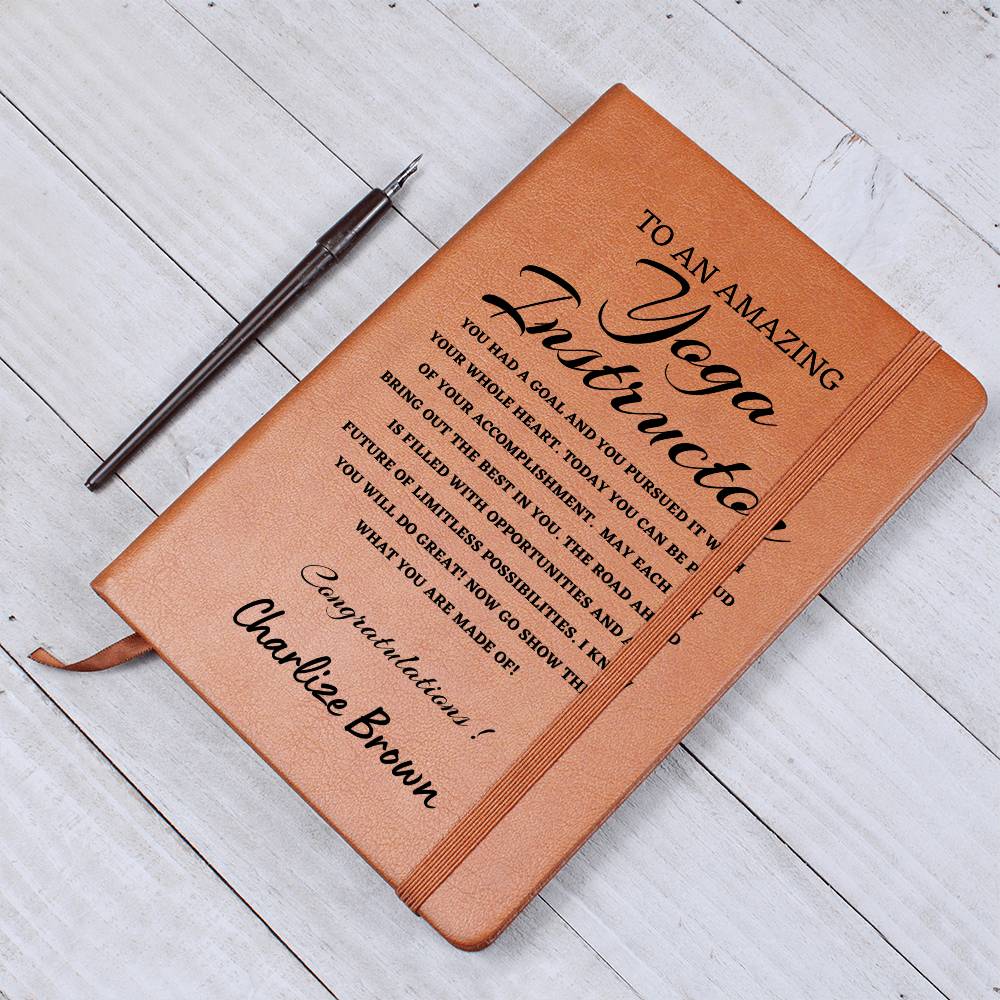To A New Yoga Trainer Journal, Custom Leather Journal, Yoga Trainer Graduation Gift, Personalized Name Journal, New Yoga Instructor Appreciation Gift, New Job Gift