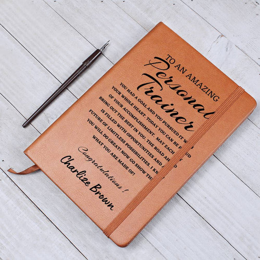 To A New Personal Trainer Journal, Custom Leather Journal, Personal Trainer Graduation Gift, Personalized Name Journal, New Personal Trainer Appreciation Gift, New Job Gift