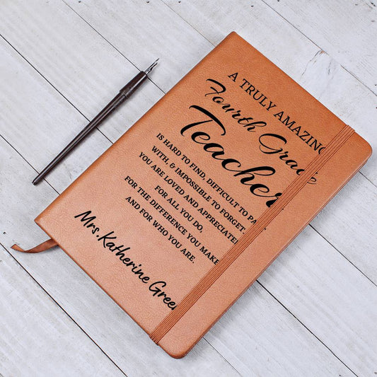 Personalized Fourth Grade Teacher Journal, Difference Maker Journal, Custom Name Leather Journal, Gift For a Fourth Grade Teacher, Appreciation Gift, Birthday Gift