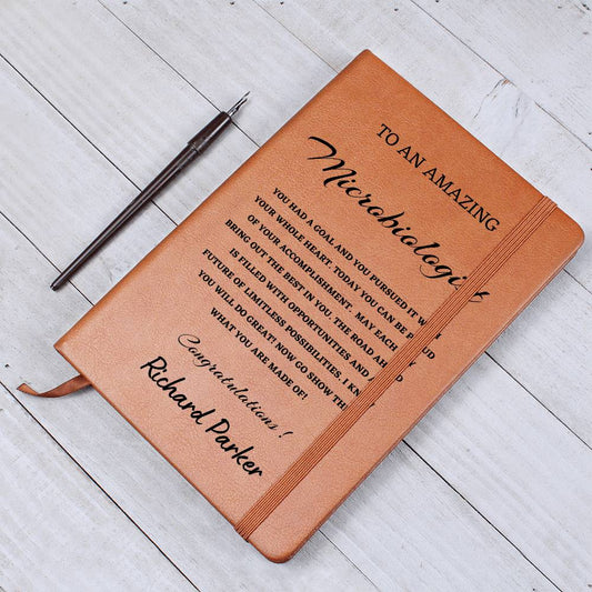 To A New Microbiologist Journal, Custom Leather Journal, Microbiologist Graduation Gift, Personalized Name Journal, New Microbiologist Appreciation Gift, New Job Gift.