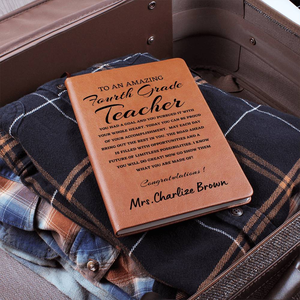 To A New Fourth Grade Teacher Journal, Custom Leather Journal, Fourth Grade Teacher Graduation Gift, Personalized Name Journal, New Fourth Grade Teacher Appreciation Gift, New Job Gift