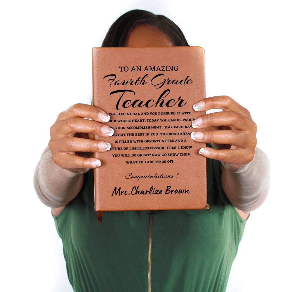 To A New Fourth Grade Teacher Journal, Custom Leather Journal, Fourth Grade Teacher Graduation Gift, Personalized Name Journal, New Fourth Grade Teacher Appreciation Gift, New Job Gift