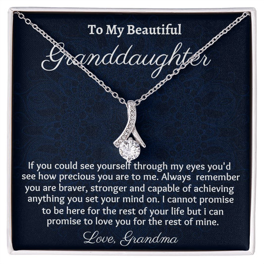 To  My Beautiful  Granddaughter Alluring Beauty Necklace, Birthday Gift For My Granddaughter, Graduation Gift For Her, Grandmother To Granddaughter Jewelry Gift.