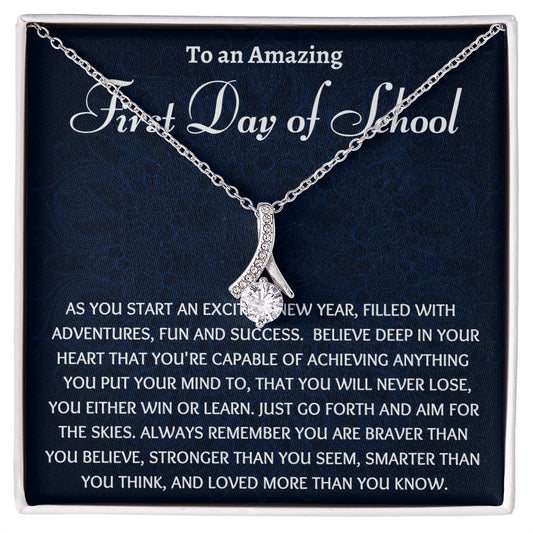 First Day of School Gift, Petite Ribbon Necklace College Gift, Back to School Gift, Present for 1st day of School, Freshman College Gift, High School, Medical School Student