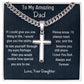 To My Amazing Dad Cuban Chain With Artisan Cross Necklace, Birthday Gift For Dad, Unique Men Jewelry Gift, Daughter To Father Christmas Gift, Gift From Loving Daughter.