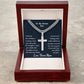 To My Bonus Son Personalized Steel Cross Necklace On Cuban Chain, Birthday Gift For Son, Meaningful Jewelry Gift, Custom Name Gift, Christmas Gift From Bonus Mom.
