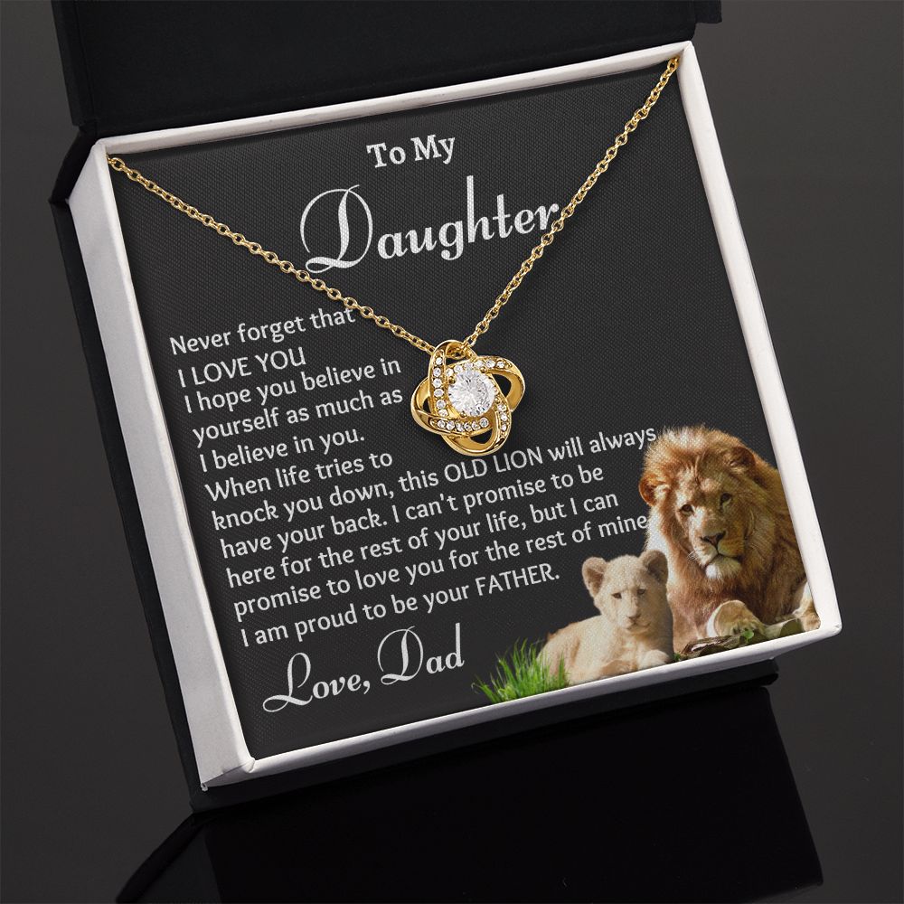 To My Daughter Birthday Gift, Love Knot Necklace, Daughter Gift From Mom or Dad, Christmas Present or Graduation Gift for Daughter