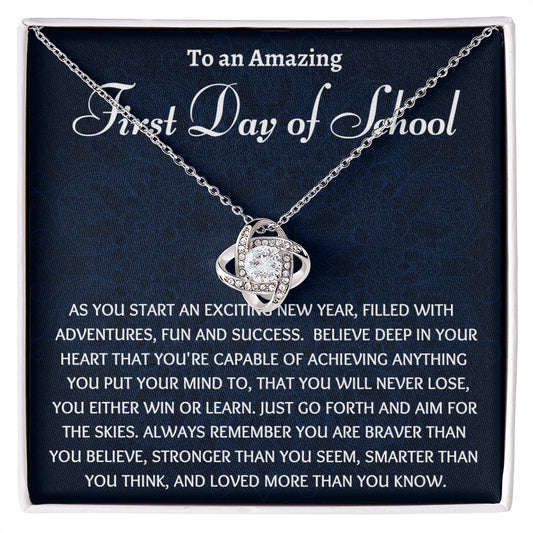 First Day of School Gift, Love Knot Necklace College Gift, Back to School Gift, Present for 1st day of School, Freshman College Gift, High School, Medical School Student