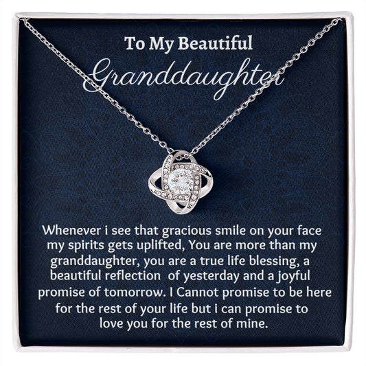 To My Beautiful Granddaughter Love knot Necklace, Birthday Gift From Grandmother, Granddaughter Graduation Gift, Meaningful Jewelry.