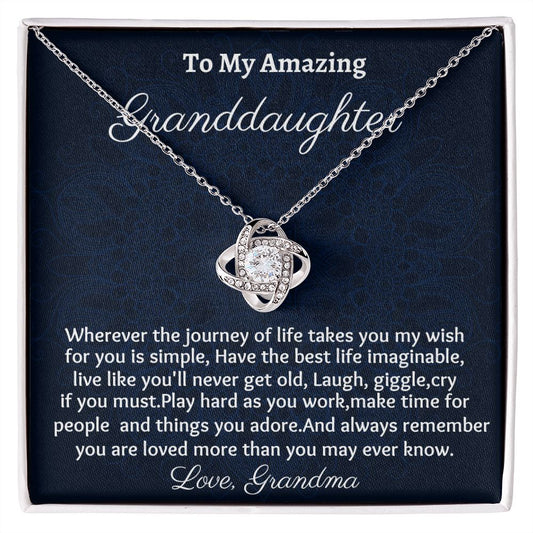 To My Amazing Granddaughter Love Knot Necklace, Birthday Gift For Her, Graduation Gift from Grandmother, Meaningful Gift, Unique Jewelry Gift.