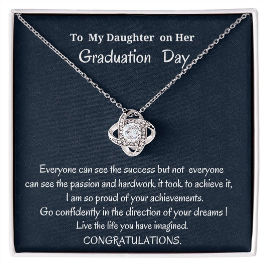 To My Daughter On Her Graduation Love Knot  Necklace, Graduation Gift For Her, Mother To Daughter Gift, Unique Graduation Gift From Mom