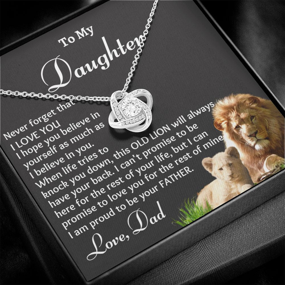 To My Daughter Birthday Gift, Love Knot Necklace, Daughter Gift From Mom or Dad, Christmas Present or Graduation Gift for Daughter