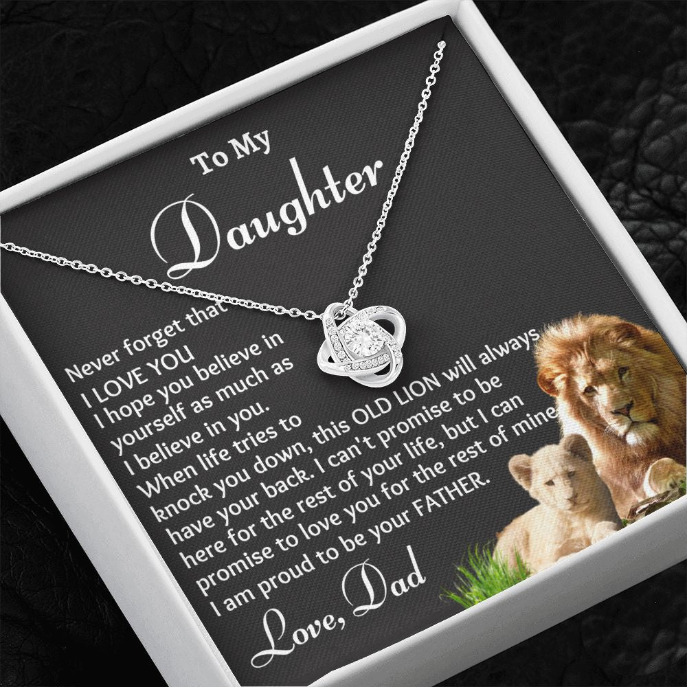 To My Daughter Birthday Gift, Love Knot Necklace, Daughter Gift From Mom or Dad, Christmas Present or Graduation Gift for Daughter