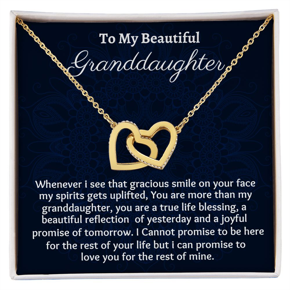 To My Beautiful Granddaughter Interlocking Hearts Necklace, Birthday Gift From Grandmother, Granddaughter Graduation Gift, Meaningful Jewelry Gift