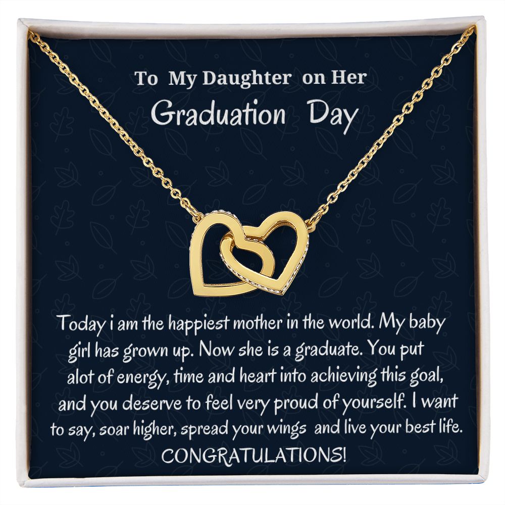 To My Daughter On Her Graduation Day Interlocking Hearts Necklace, Graduation Gift For Her, Mother To Daughter Gift, Christmas Gift, Unique Graduation Gift, Meaningful Jewelry Gift.