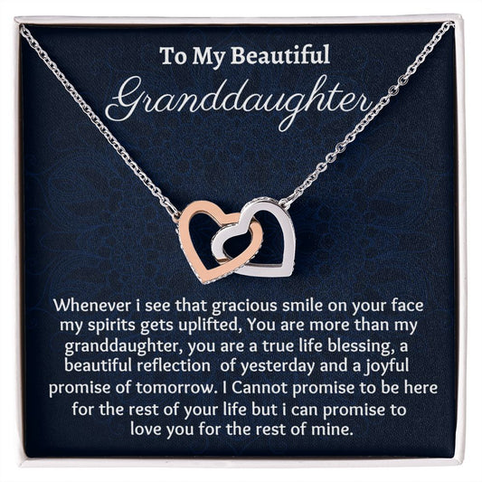 To My Beautiful Granddaughter Interlocking Hearts Necklace, Birthday Gift From Grandmother, Granddaughter Graduation Gift, Meaningful Jewelry Gift