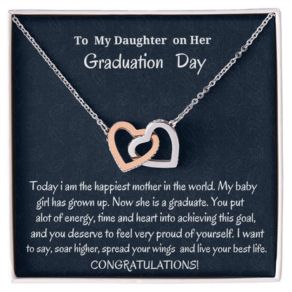 To My Daughter On Her Graduation Day Interlocking Hearts Necklace, Graduation Gift For Her, Mother To Daughter Gift, Christmas Gift, Unique Graduation Gift, Meaningful Jewelry Gift.