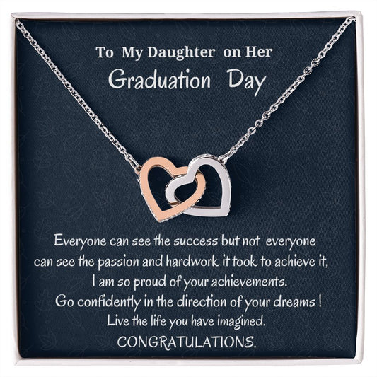 To My Daughter On Her Graduation Day Interlocking Hearts Necklace, Graduation Gift For Her, Mother To Daughter Gift, Unique Graduation Gift From Mom