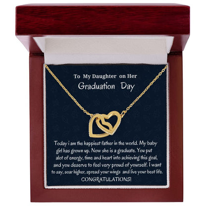 To My Daughter On Her Graduation Day Interlocking Hearts Necklace, Graduation Day Gift, Father To Daughter Gift, Birthday Gift For Her, Unique Graduation Gift.