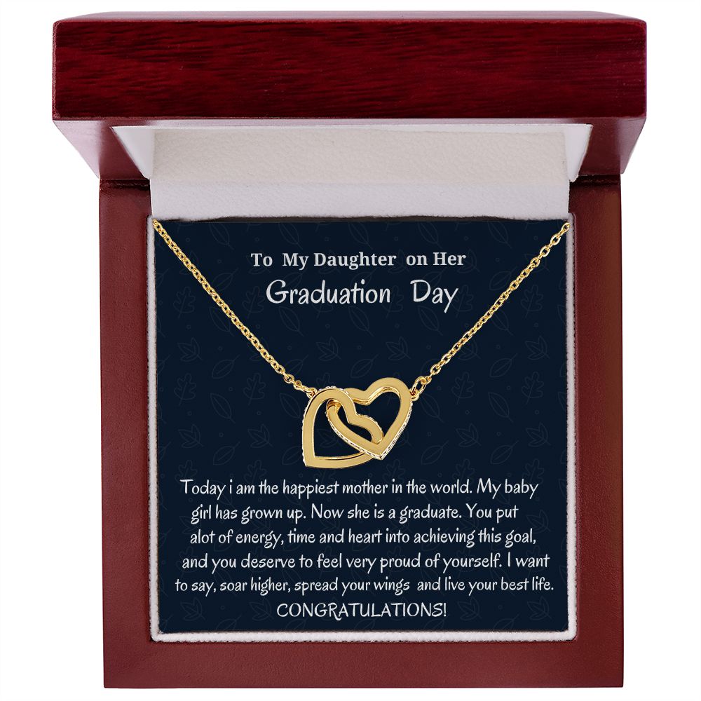 To My Daughter On Her Graduation Day Interlocking Hearts Necklace, Graduation Gift For Her, Mother To Daughter Gift, Christmas Gift, Unique Graduation Gift, Meaningful Jewelry Gift.