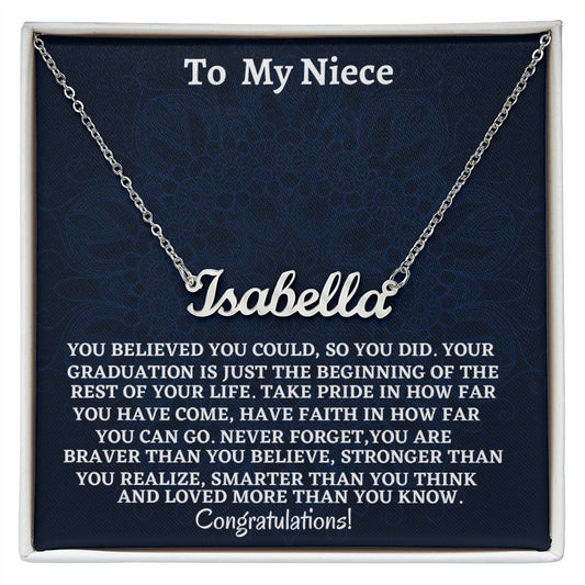 To My Niece Personalized Name Necklace, Graduation Jewelry Gift For My Niece, Birthday Gift For Niece, Aunt To Niece Gift, Congratulations Gift.