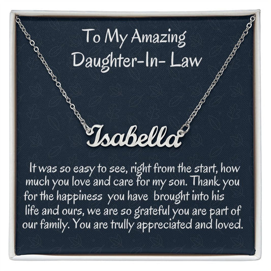 To My Amazing Daughter In Personalized  Name Necklace, Wedding Day Gift, Birthday Jewelry Gift For My Daughter In Love, Christmas Gift For Her, Appreciation Gift.