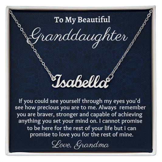 To My Beautiful Granddaughter Personalized Name  Necklace, Birthday Gift For My Granddaughter, Graduation Gift For Her, Gift From Grandmother, Unique Jewelry Gift.