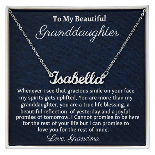 To My Beautiful Granddaughter Personalized Name Necklace, Birthday Gift From Grandmother, Granddaughter Graduation Gift, Unique Necklace.