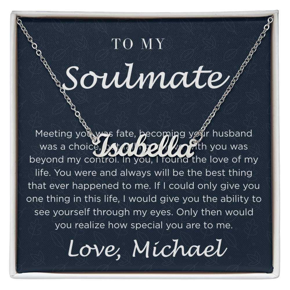 Personalized Custom Soulmate Name Necklace | Dainty Gold Nameplate Pendant | Anniversary & Birthday Gift for Wife