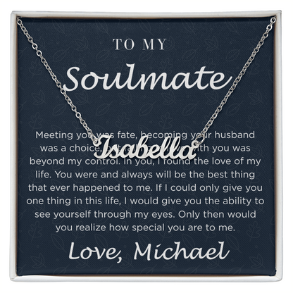 Personalized Custom Soulmate Name Necklace | Dainty Gold Nameplate Pendant | Anniversary & Birthday Gift for Wife