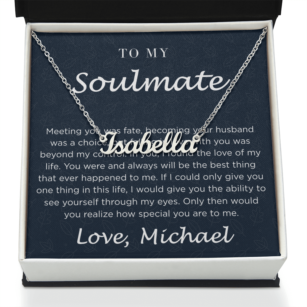 Personalized Custom Soulmate Name Necklace | Dainty Gold Nameplate Pendant | Anniversary & Birthday Gift for Wife