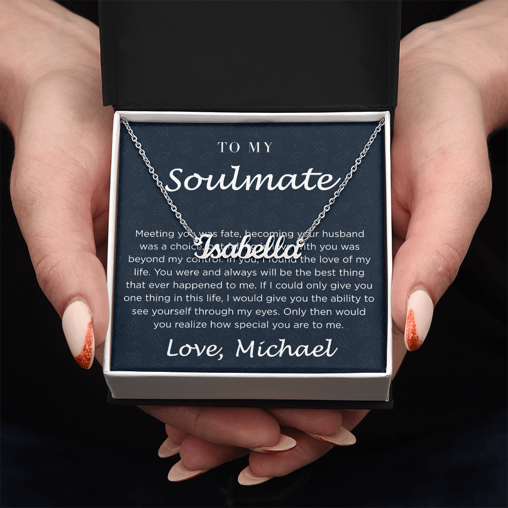 Personalized Custom Soulmate Name Necklace | Dainty Gold Nameplate Pendant | Anniversary & Birthday Gift for Wife
