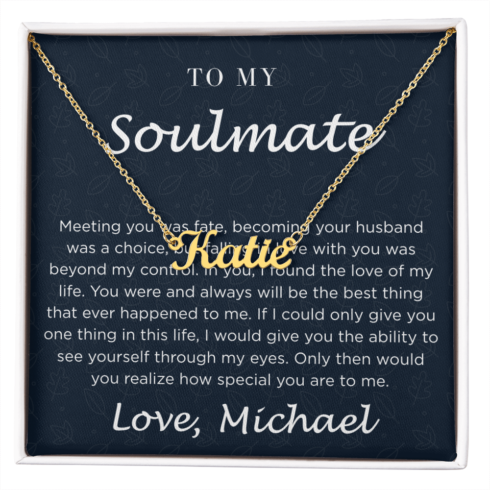 Personalized Custom Soulmate Name Necklace | Dainty Gold Nameplate Pendant | Anniversary & Birthday Gift for Wife
