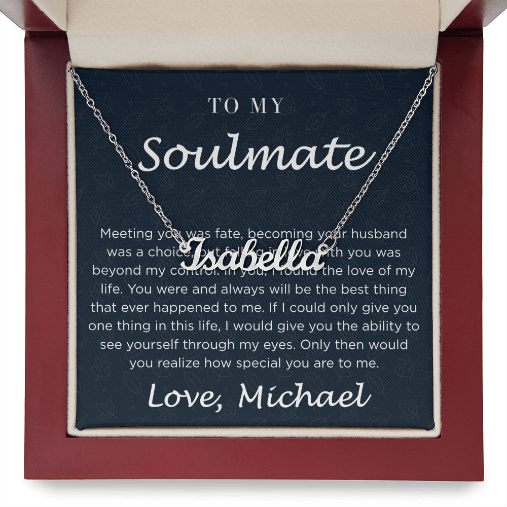 Personalized Custom Soulmate Name Necklace | Dainty Gold Nameplate Pendant | Anniversary & Birthday Gift for Wife