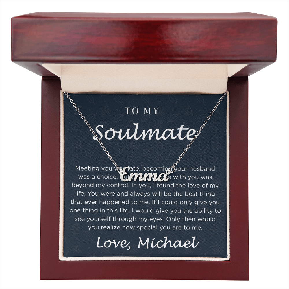 Personalized Custom Soulmate Name Necklace | Dainty Gold Nameplate Pendant | Anniversary & Birthday Gift for Wife