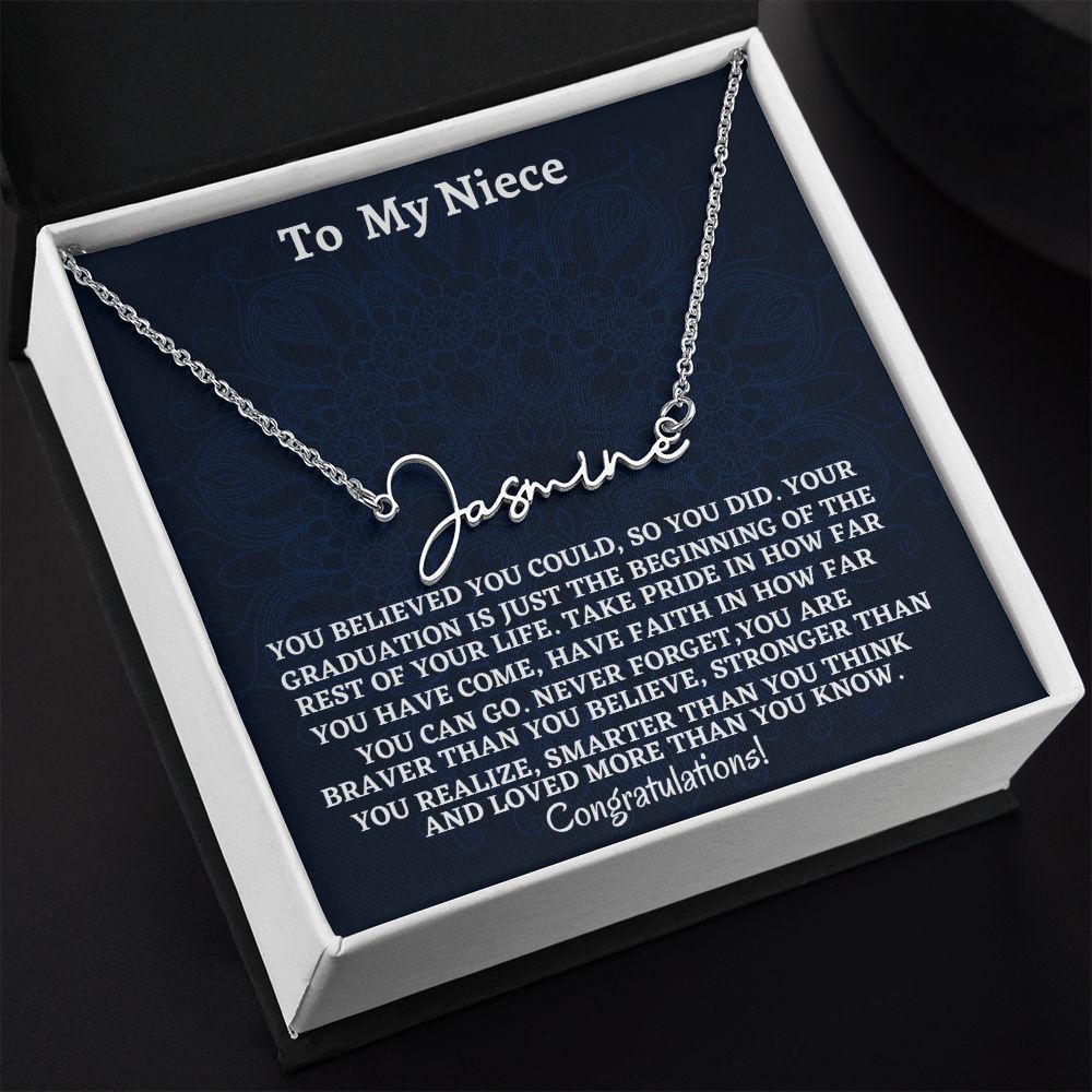 To My Niece Signature Style Name Necklace, Graduation Jewelry Gift For My Niece, Birthday Gift For Niece, Aunt To Niece Gift, Congratulations Gift.