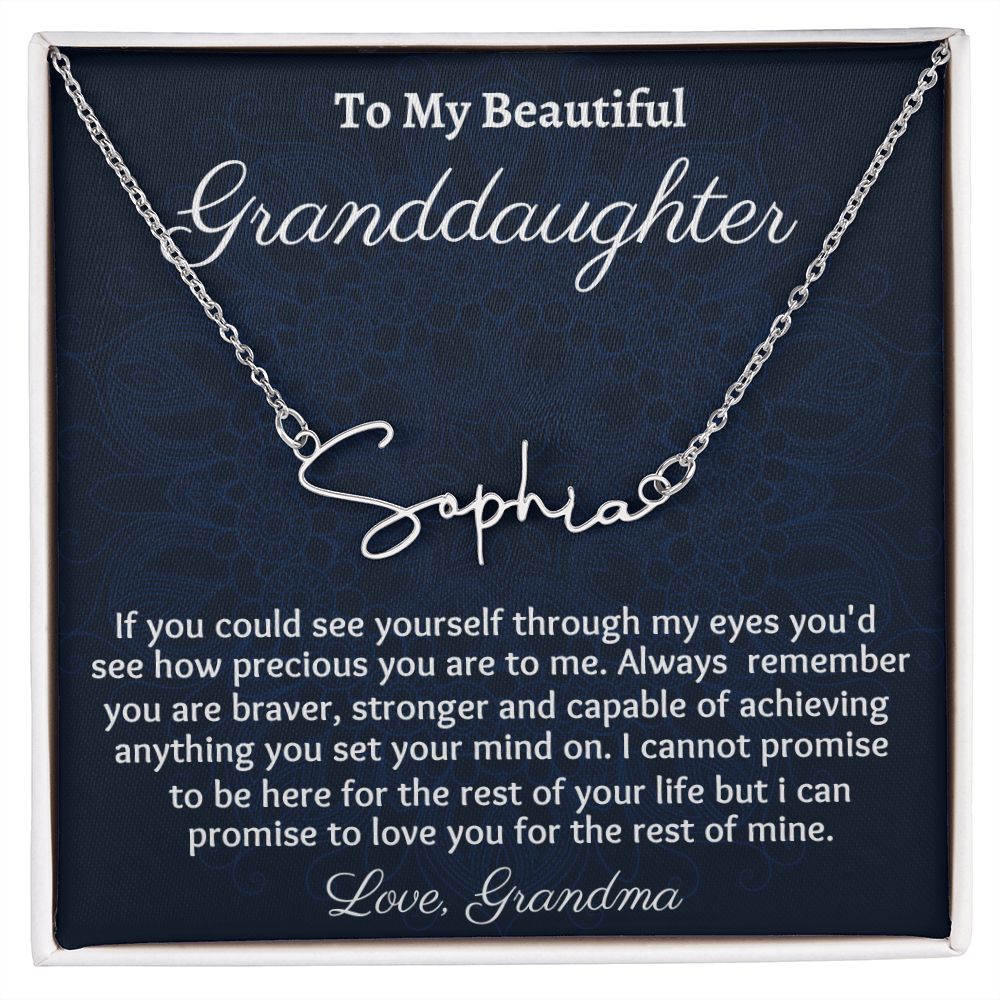 To My Beautiful Granddaughter Signature Style  Necklace, Birthday Gift For My Granddaughter, Graduation Gift For Her, Gift From Grandmother, Meaningful Gift.