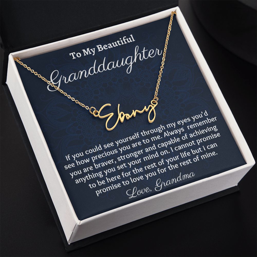 To My Beautiful Granddaughter Signature Style  Necklace, Birthday Gift For My Granddaughter, Graduation Gift For Her, Gift From Grandmother, Meaningful Gift.