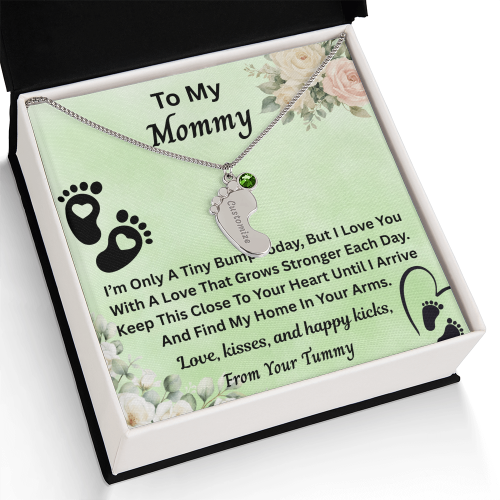 Personalized Baby Feet Necklace With Birthstone, Custom Baby New Born Necklace, New Born Month  Jewelry For Mom