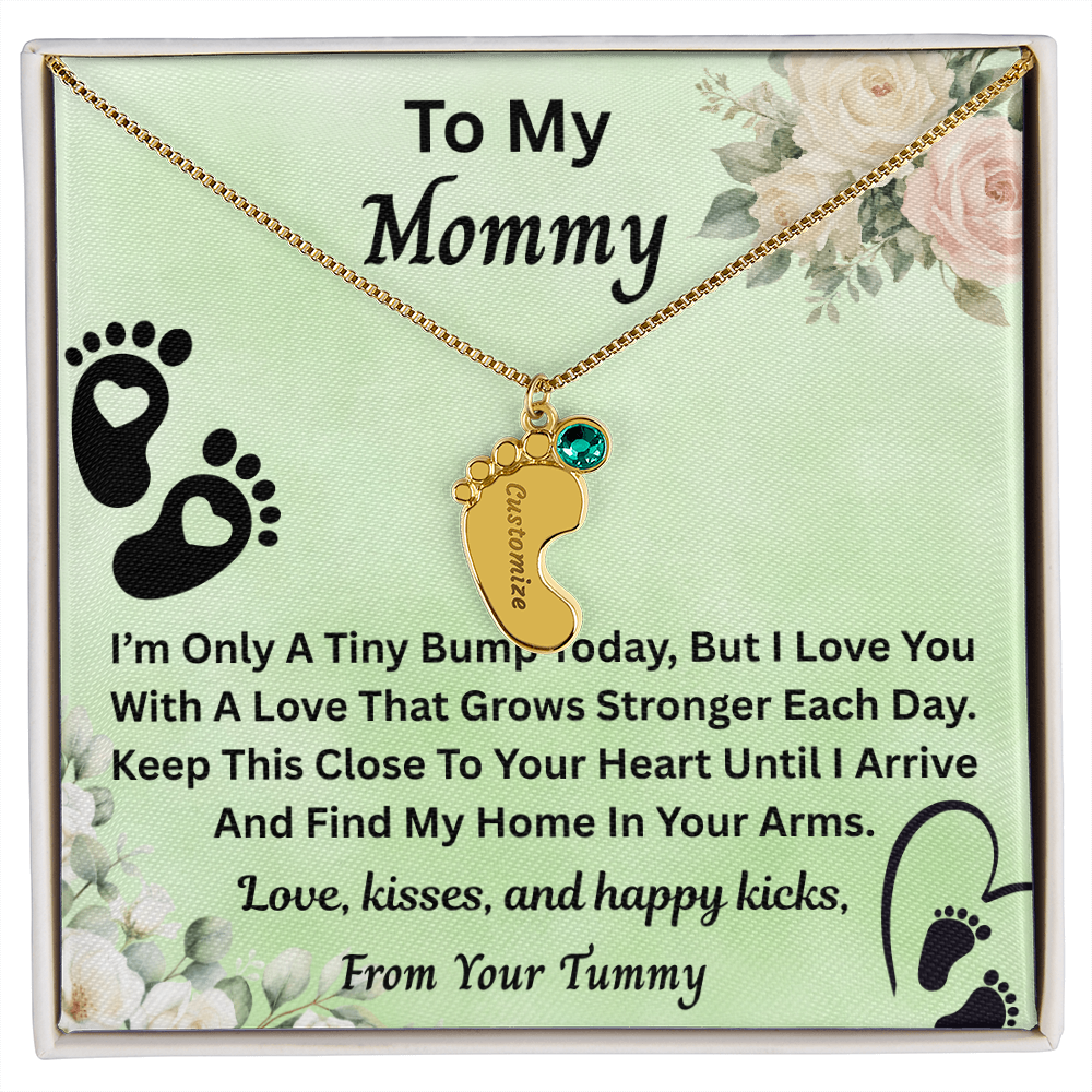Personalized Baby Feet Necklace With Birthstone, Custom Baby New Born Necklace, New Born Month  Jewelry For Mom