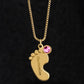 Personalized Engraved  Birthstone Necklace, Mom Birthday Keepsake,4 Pendants Max, Baby Feet With Names Necklace.