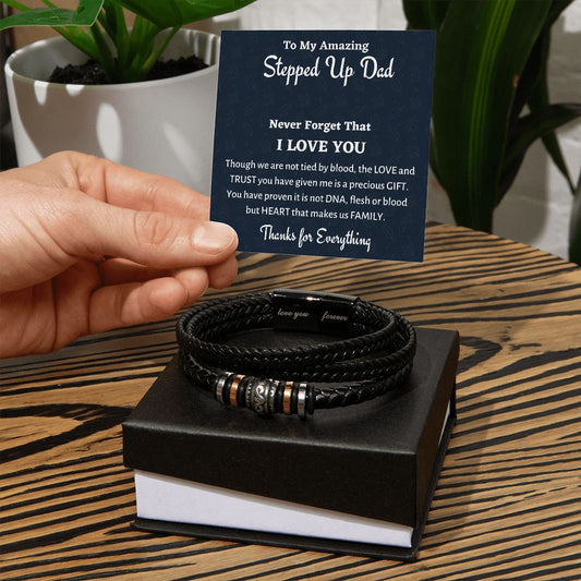 Love You Forever Bracelet, To My Stepped Up Dad Bracelet, Bonus Dad Men Bracelet Gift For Stepdad, Father's Day Gift, Christmas Gift